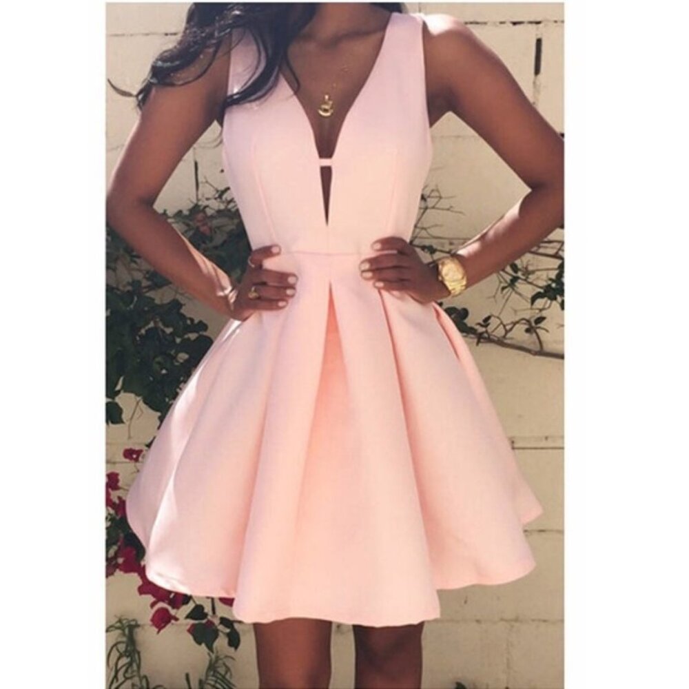 V-Neck Pink and light Evening Dress
